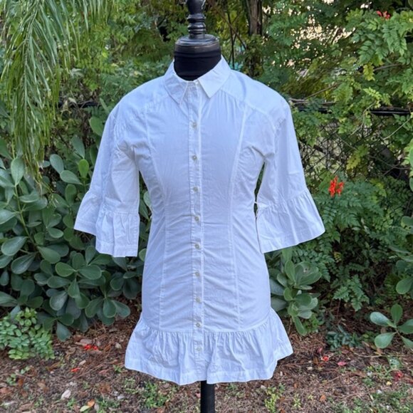 VERONICA BEARD Luriane Poplin Bell-Sleeve Dress, size 4 - Picture 3 of 9